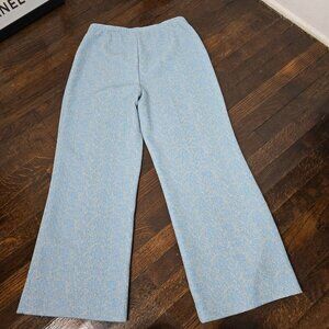 Vintage Mod 60s 70s Pastel Blue Pull On Flare Leg Pants